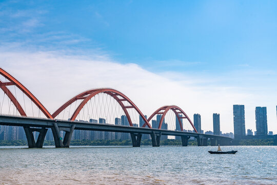 长沙湘江福元路大桥风光