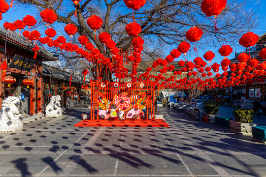 中国传统节日气氛的北京琉璃厂