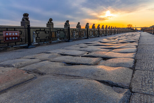 夕阳下的北京卢沟桥遗址