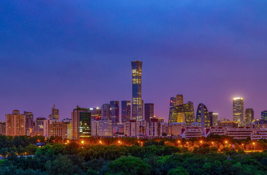 北京国贸CBD中央商务区城市夜景风光