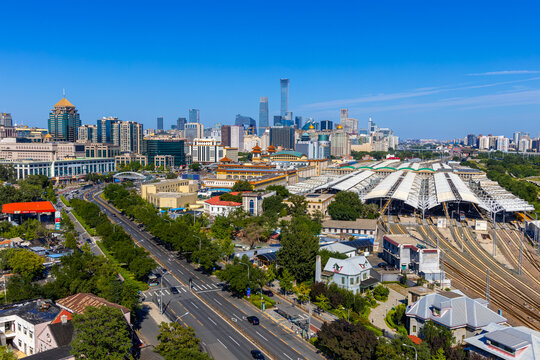 北京崇文门北京站城市风光