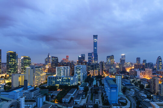 北京国贸CBD中央商务区夜景风光