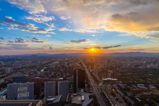 北京城市夕阳风光