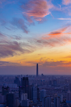 天津城市夕阳风光
