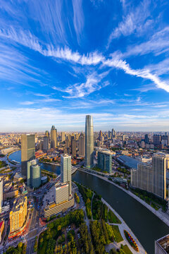 天津海河沿岸城市风光