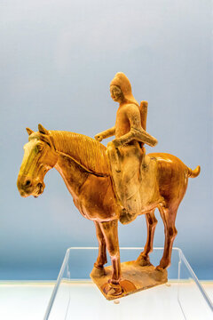 上海博物馆唐彩色釉陶骑马女俑