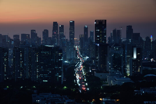 深圳前海城市建筑风光夜景