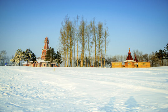 伏尔加庄园冬季雪景