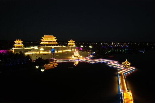 宁夏盐池长城关花马池城墙夜景