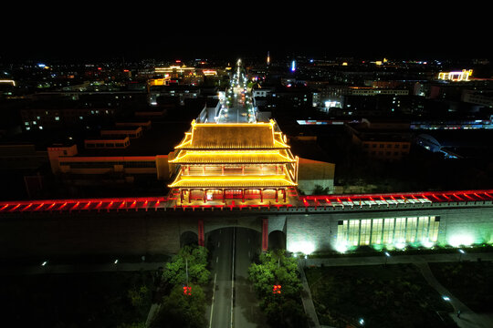 宁夏盐池长城关花马池城墙夜景