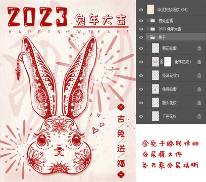 2023兔年新年春节海报