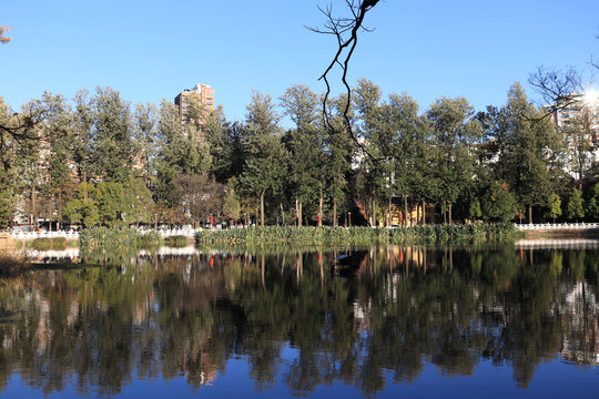 湖中倒影景色风光