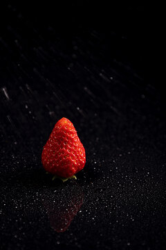 一颗草莓黑色背景图