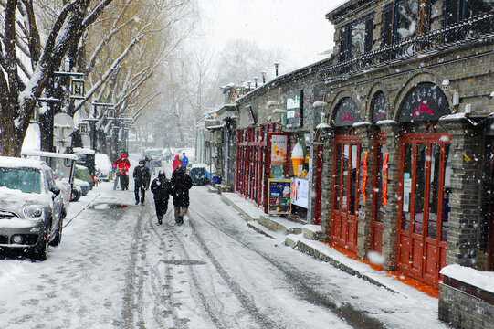 北京后海酒吧街雪景