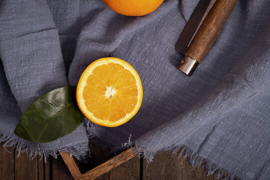 水果橙子粗麻布背景图片