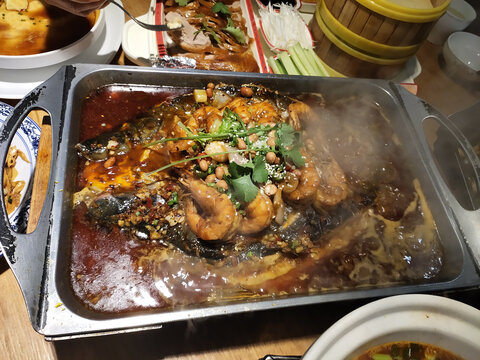 基围虾烤鱼