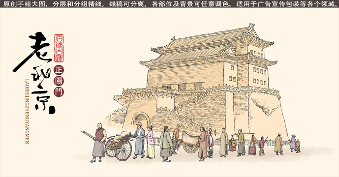老北京正阳门插画