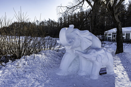 大象雪雕景观