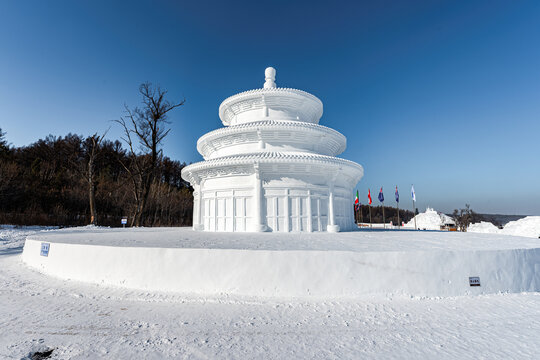 古建筑雪雕景观