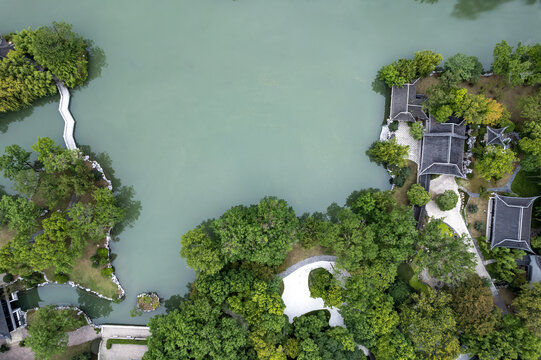 航拍杭州西湖江南园林风景区