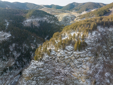 航拍济南藏龙涧雪景