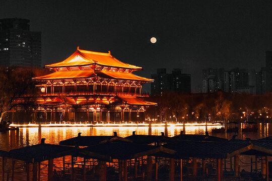兴庆宫公园夜景