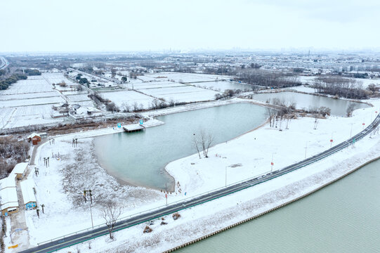 扬州七河八岛棠梨湾雪景