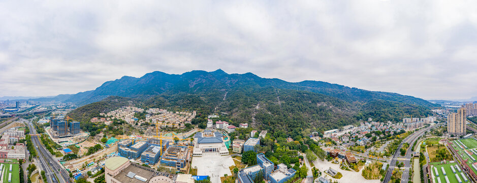 航拍福州鼓山风景区全景图