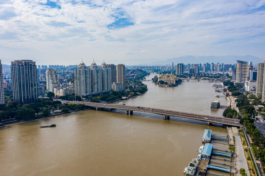 航拍福建福州闽江大桥