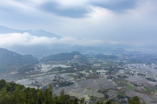 宜宾长宁双河镇群山田野风景