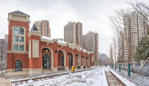 庐州铁线公园雪景全景图