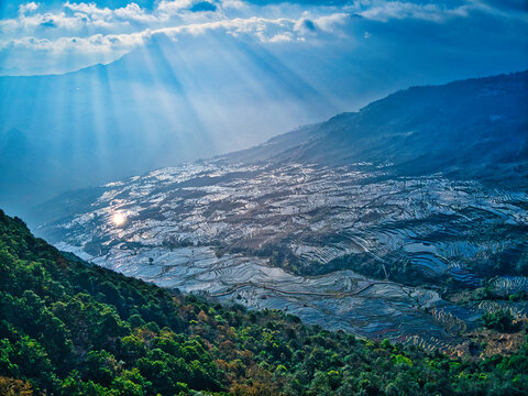 云南红河县撒玛坝梯田