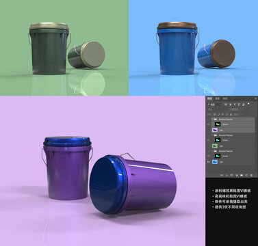 涂料桶高清效果图VI模板贴图