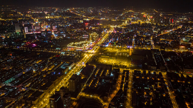 中国长春春节夜晚的城区景观