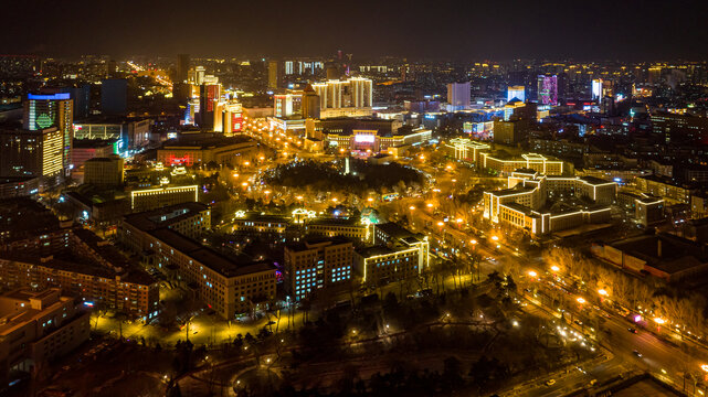 中国长春春节夜晚的城区景观