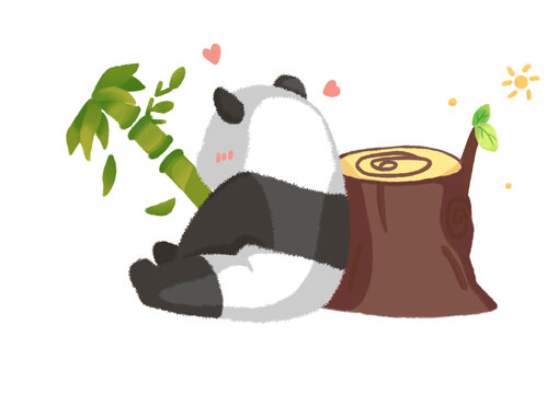 熊猫抱竹