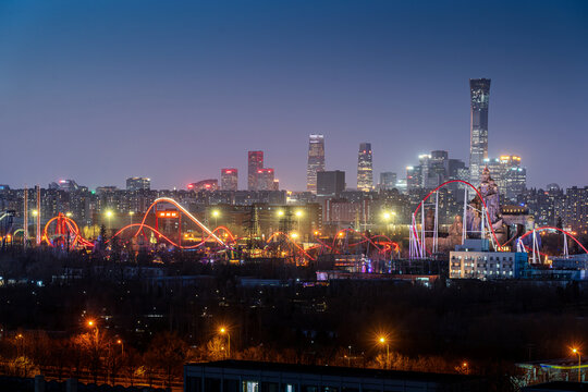 北京国贸CBD天际线夜景