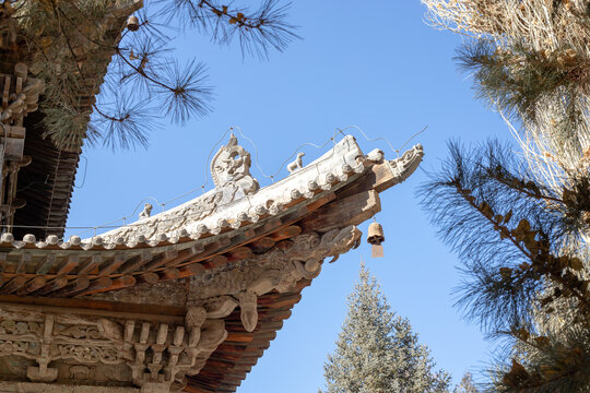 张掖大佛寺木质屋檐