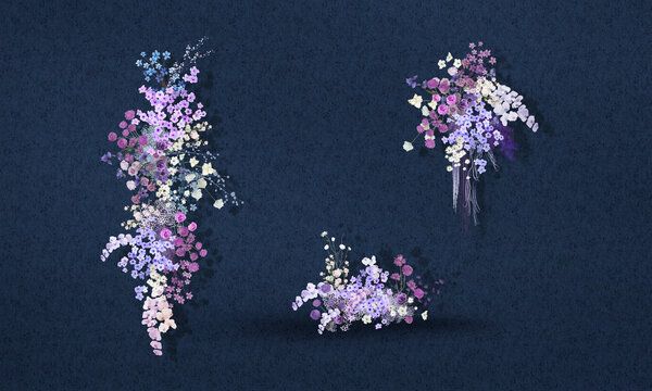 粉紫高端婚礼手绘花艺