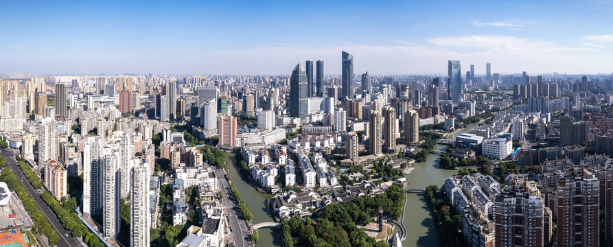 航拍无锡城市全景