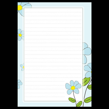 简约清新蓝色花朵信纸设计