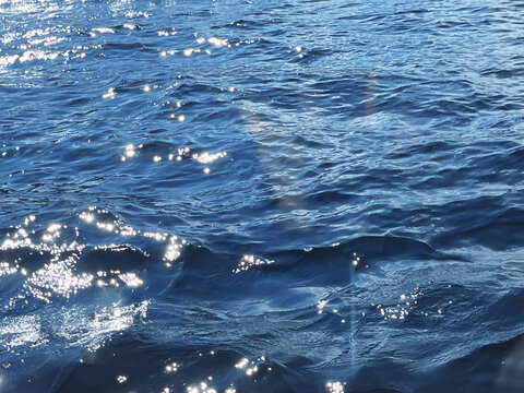 夏日阳光反射夕阳湖面海面