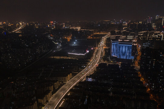 杭州上城区石高架复兴段夜景