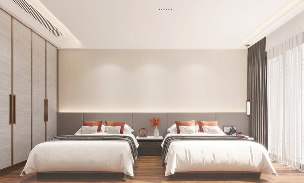新中式次卧室效果图