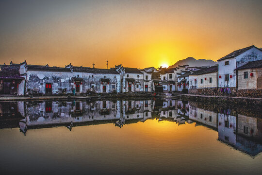 新叶古村夕阳