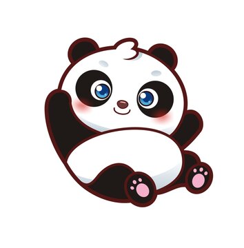 卡通可爱熊猫招手