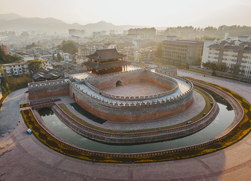 凉山西昌建昌古城航拍全景