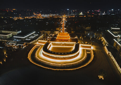 凉山西昌建昌古城航拍夜景全景