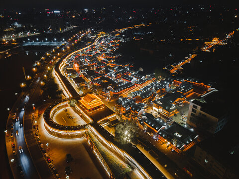 凉山西昌建昌古城夜景航拍