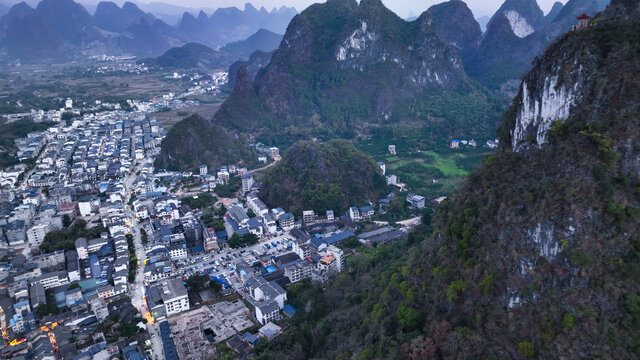 阳朔遇山水田园风光航拍